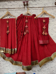 red lehenga for women