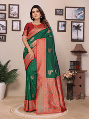 green banarasi saree