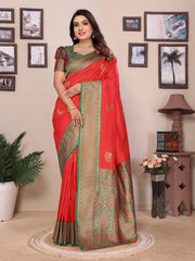 red banarasi saree