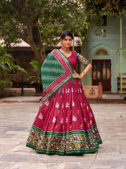 Royal Maroon Bridal Lehenga – Tussar Silk & Foil Work