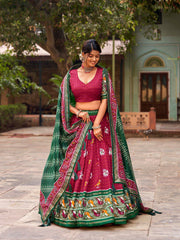 Royal Maroon Bridal Lehenga – Tussar Silk & Foil Work