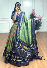 Traditional Blue Lehenga with Blue Border – Dola Silk Beauty