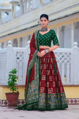 Traditional Red Lehenga | Great Combination Of Red & Green