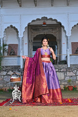 Premium Purple Lehenga Set with Zari Weaving & Micro Cotton Inner