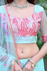 sky blue lehenga