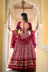 Elegant Tussar Silk Maroon Lehenga | Graceful Tussar Silk Blouse & Dupatta