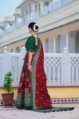 Traditional Red Lehenga | Great Combination Of Red & Green