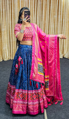 Royal Blue Lehenga with Stunning Pink Blouse – Traditional Meets Trendy