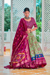 Designer Light Green Lehenga Choli With Purple Blouse