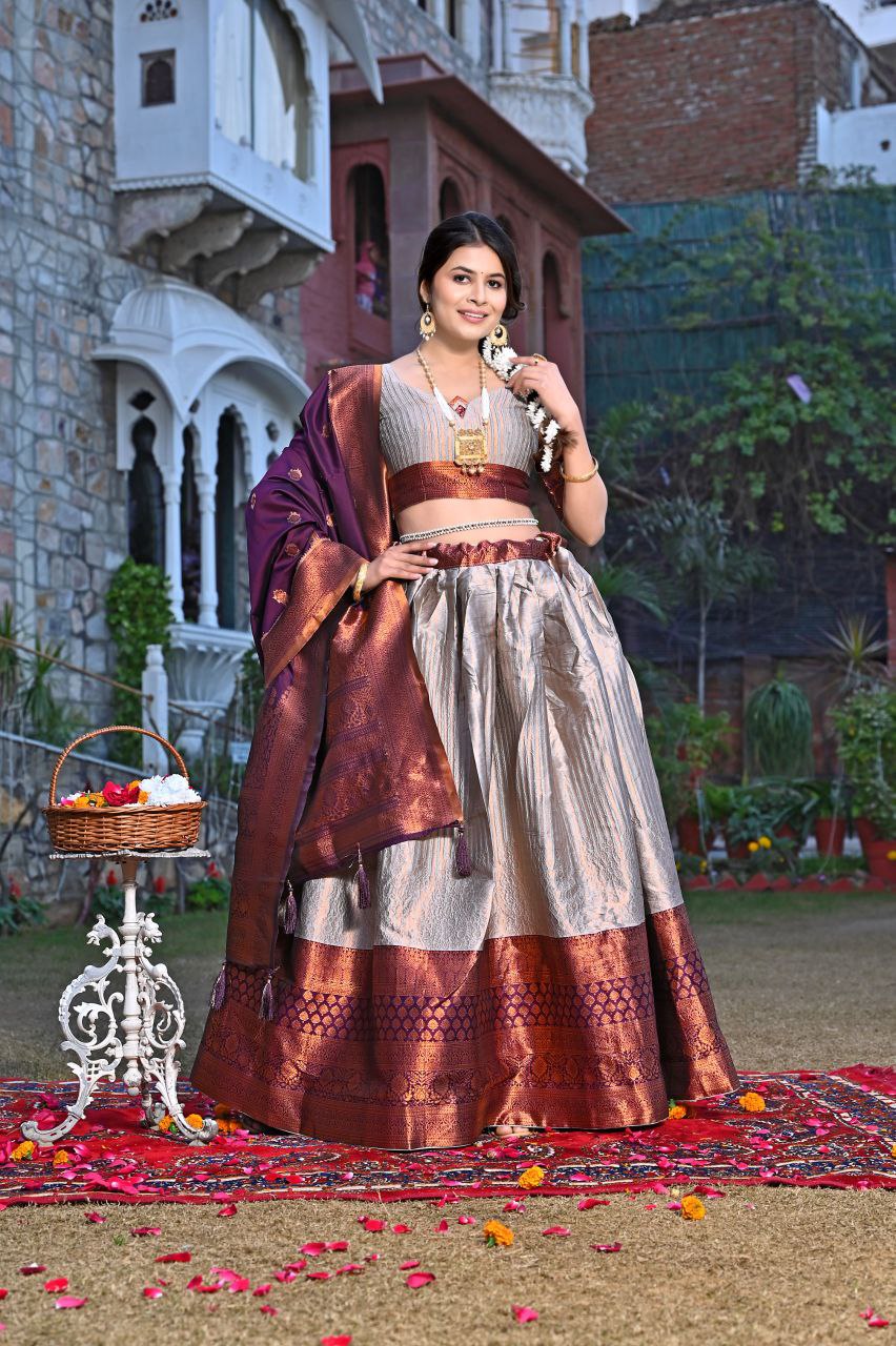 silver lehenga