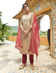 Stylish Muslin Cotton Kurti Pair for Women with Sequence Embroidery