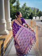 Luxurious Purple Banarasi Saree | Timeless Tradition & Festive Charm