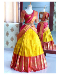 Traditional Pink & Yellow Wedding Lehenga for a Royal Look