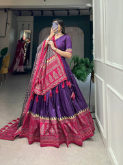 Royal Patola Print Purple Lehenga  Choli – Perfect for Festive Wear