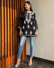 black chikankari kurti​