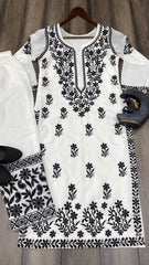 White Chikankari Kurti – Elegant Handcrafted Ethnic Wear Crafted from premium fabric