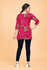 Designer Pink Kurti with Chikankari Embroidery & Delta Print