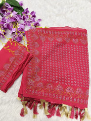 Glowing in Red – Luxurious Deep Royal Georgette Saree for a Bold Look