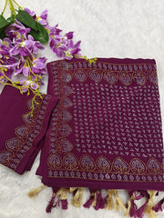 Where Royalty Meets Fashion – Exquisite Deep Royal Georgette Saree