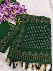 Fresh & Fabulous – Designer Green Georgette Saree with a Modern Touch