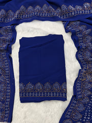 Flawless Beauty in Royal Blue Georgette Saree – A Statement of Elegance