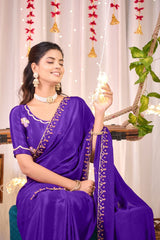 Majestic Royal Purple Silk Saree – A Perfect Blend of Tradition & Style