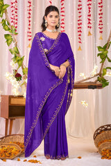 Majestic Royal Purple Silk Saree – A Perfect Blend of Tradition & Style