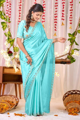 Soft Sky Blue Silk Saree – Drape Yourself in Serenity & Style| A Blend of Luxury & Tradition