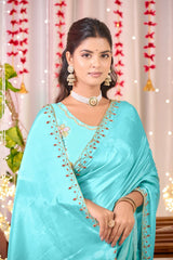 Soft Sky Blue Silk Saree – Drape Yourself in Serenity & Style| A Blend of Luxury & Tradition