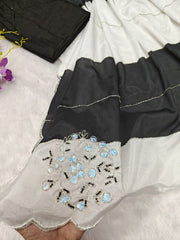 Designer black & white soft Silk Sarees – A Blend of Grace & Glamour"