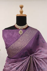 Shop now this Stunning Digital Print Purple Saree – Elegance & Comfort for Every Occasion