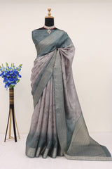 Elegant Slate Grey Soft Silk Saree – Premium Handloom Elegance & Style