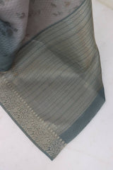 Elegant Slate Grey Soft Silk Saree – Premium Handloom Elegance & Style