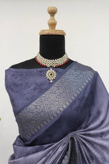 Shop this Elegant Grey Silk Saree | Timeless Grace & Luxury Wear