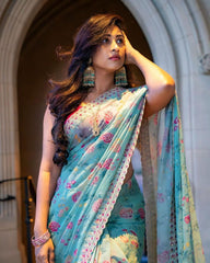 Enchanting Floral Printed Saree – A Statement of Grace & Elegance Drape in Style