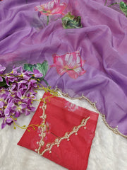 Shop Purple Silk Saree with Red Blouse – Elegant & Sophisticated Look