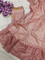 Pastel Pink Chiffon Saree for Party Wear – Elegant & Graceful Look