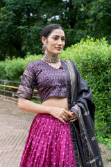 Luxurious Tussar banarasi silk lehenga Set with Minakari & Foil Print