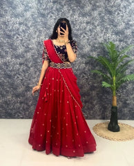 red lehenga