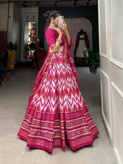 Ethnic Dola Silk Lehenga Set with 4m Flair, Foil Belt & Gotta Patti Dupatta