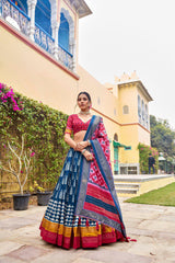 banarasi silk lehenga Set with Patola Print, Foil Work Belt & Gotta Patti Dupatta