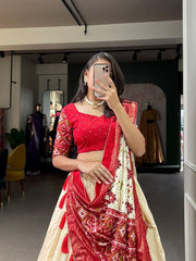 Maharani banarasi silk lehenga in Dola Silk – Patola Print & Gotta Patti Dupatta