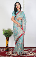 Stunning Sky Blue Organza Saree – Perfect for Party Wear & Special Celebrations