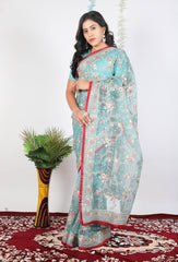 Stunning Sky Blue Organza Saree – Perfect for Party Wear & Special Celebrations