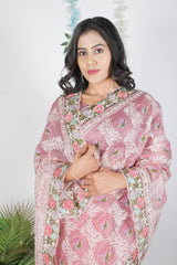 Elegant Baby Pink Organza Saree with Intricate Embroidery – Perfect for Festive Wear