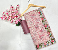 Elegant Baby Pink Organza Saree with Intricate Embroidery – Perfect for Festive Wear