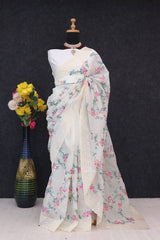 organza embroidery saree