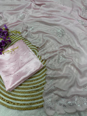 Designer Baby Pink Silk Saree – Elevate Your Look with Timeless Beauty