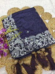 Designer Deep Purple Soft Silk Saree – Flaunt a Rich & Timeless Look Effortlessly