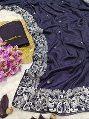 purple soft silk saree​